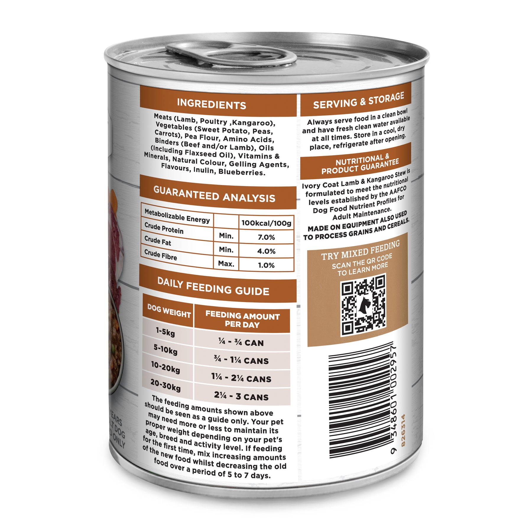 Grain Free Adult Wet Dog Food Lamb & Kangaroo Stew 400g