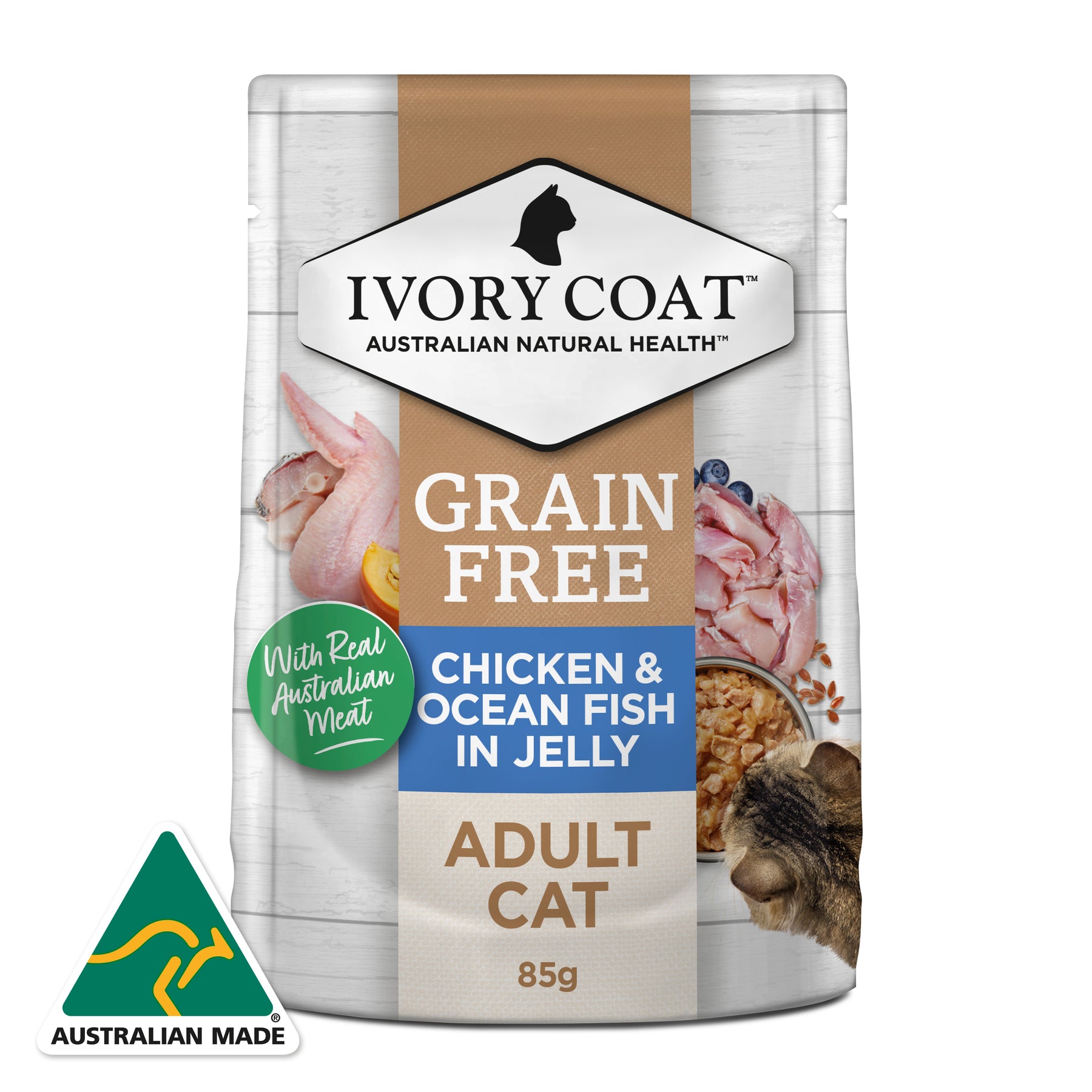 Grain Free Adult Wet Cat Food Chicken & Ocean Fish in Jelly 85g