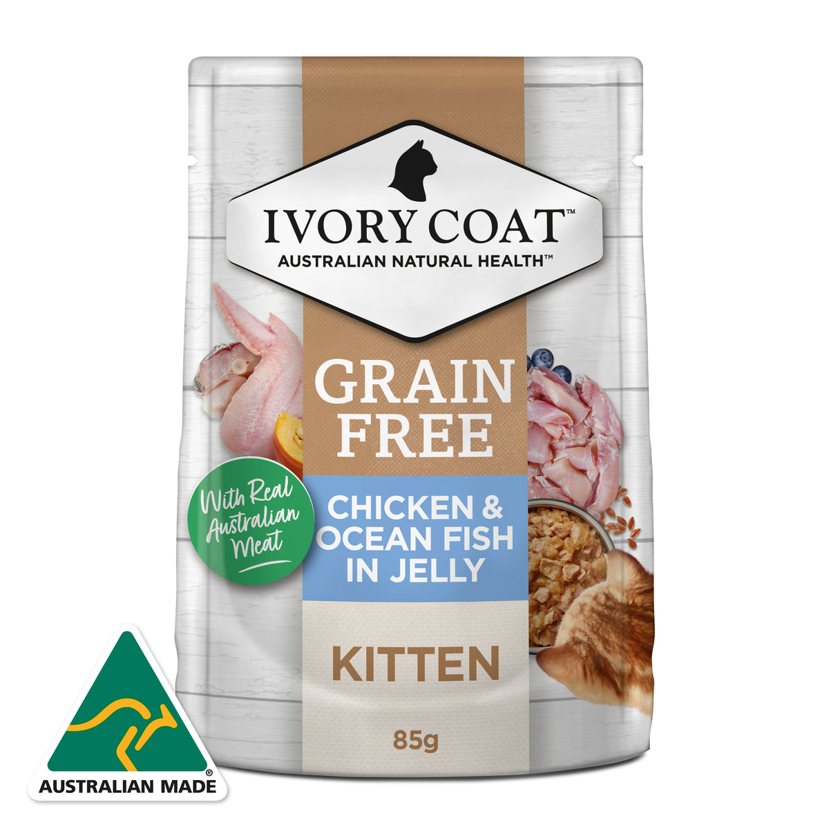 Grain Free Kitten Wet Cat Food Chicken & Ocean Fish in Jelly 85g