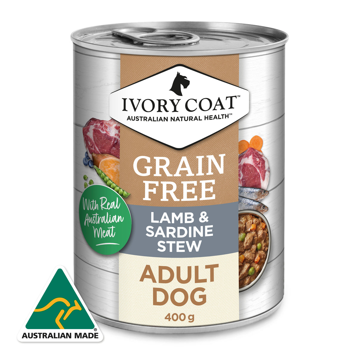 Grain Free Adult Wet Dog Food Lamb & Sardine Stew 400g