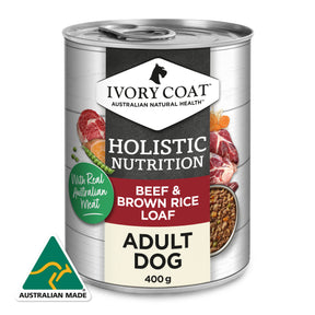 Holistic Nutrition Adult Wet Dog Food Beef & Brown Rice Loaf 400g