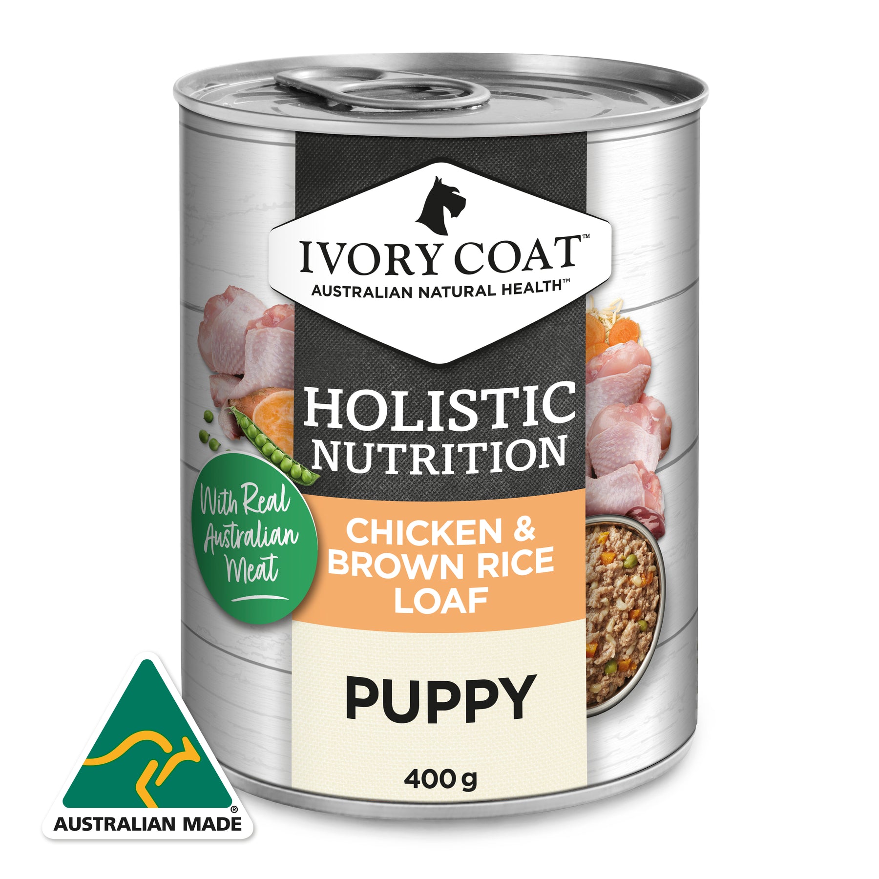 Holistic Nutrition Puppy Wet Dog Food Chicken & Brown Rice Loaf 400g