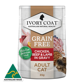 Grain Free Adult Wet Cat Food Chicken, Beef & Lamb in Gravy 85g