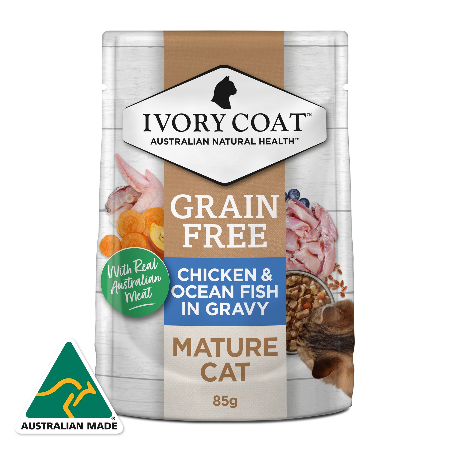 Grain Free Mature Adult Wet Cat Food Chicken & Ocean Fish in Gravy 85g